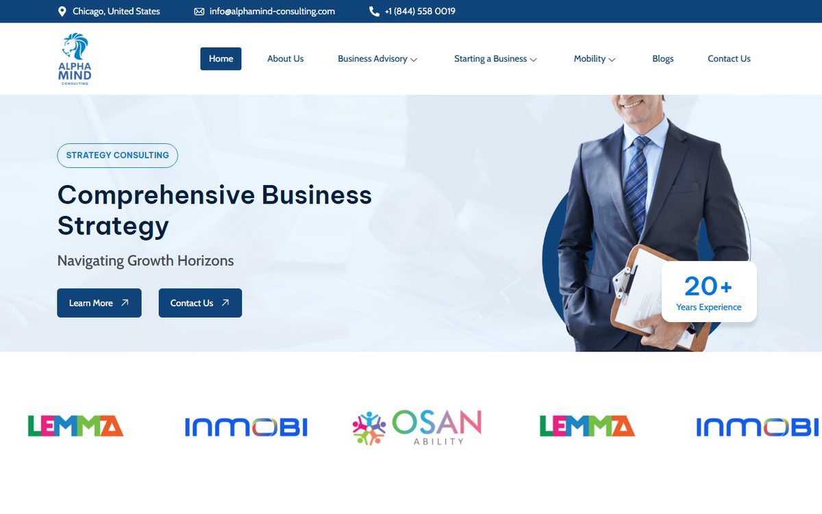 Alpha Mind Consulting website screenshot