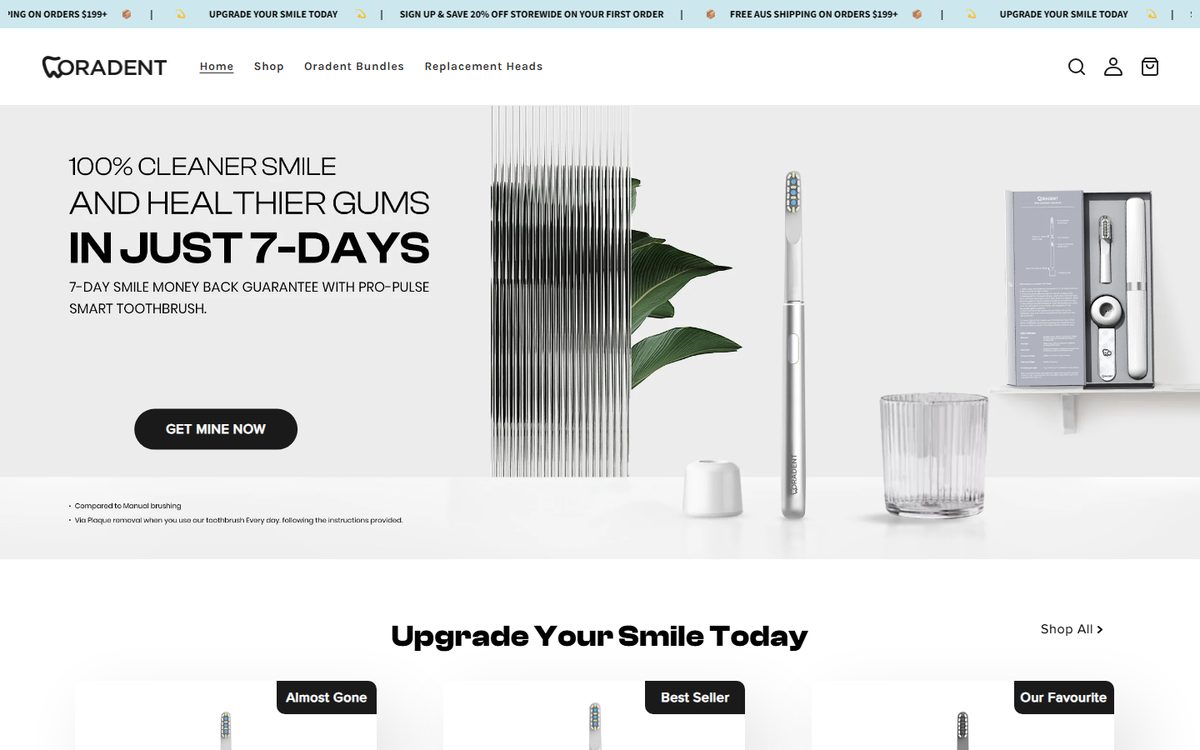 Oradent website screenshot